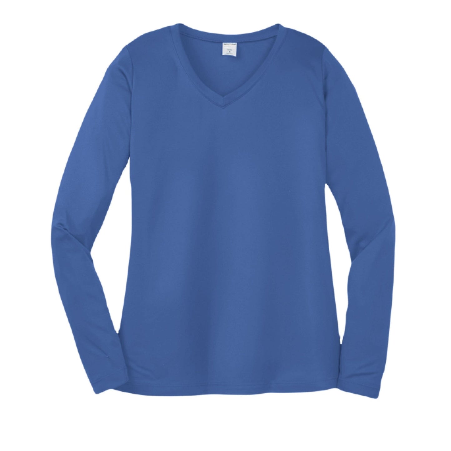 Day of the Dead Puppy – Ladies Long Sleeve Sport - Tek V - Neck Tee – True Royal T-Shirt for Apparel (14 view)