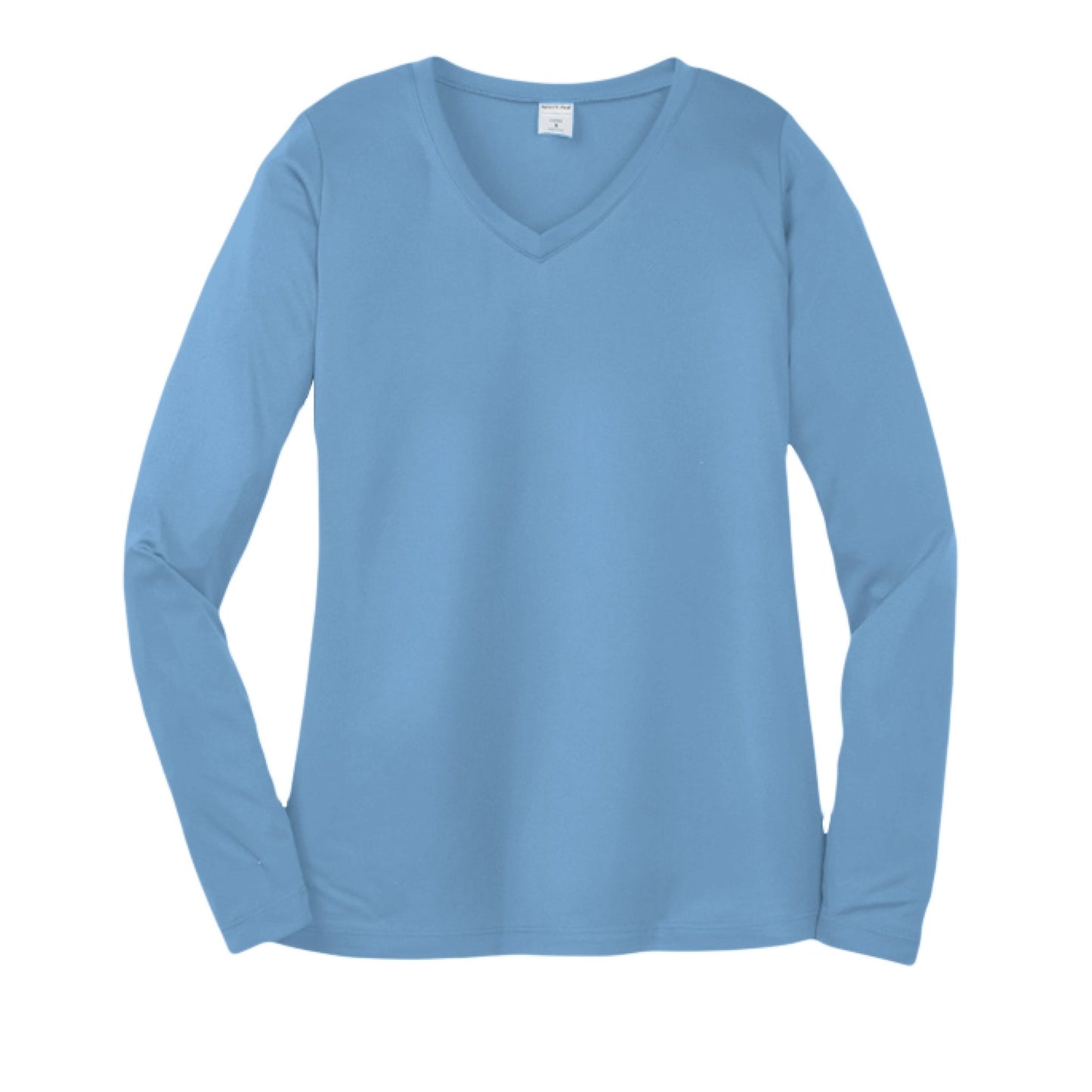 Day of the Dead Puppy – Ladies Long Sleeve Sport - Tek V - Neck Tee – Carolina Blue T-Shirt for Apparel (10 view)