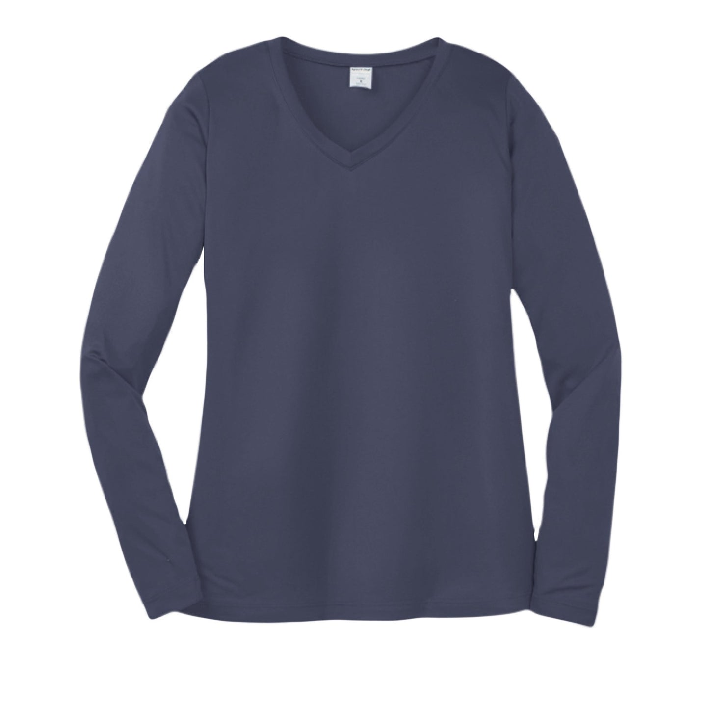 Day of the Dead Puppy – Ladies Long Sleeve Sport - Tek V - Neck Tee – True Navy T-Shirt for Apparel (16 view)