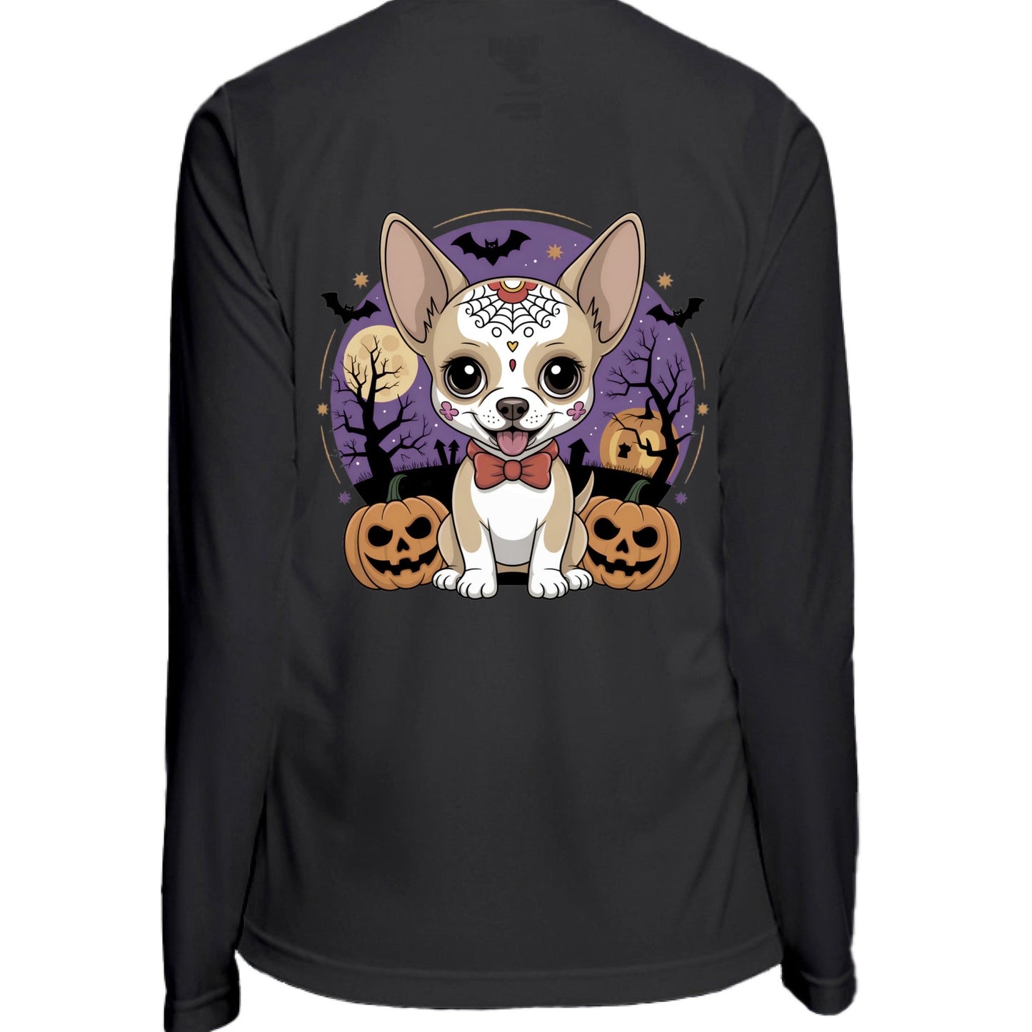 Day of the Dead Puppy – Ladies Zone Performance Quarter - Zip Pullover – BLACK Outerwear for Apparel (11 view)