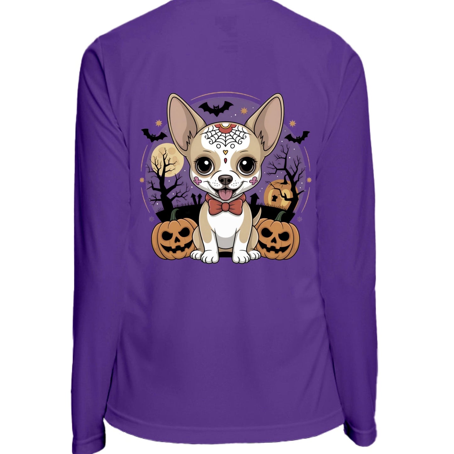 Day of the Dead Puppy – Ladies Zone Performance Quarter - Zip Pullover – SPORT PURPLE Outerwear for Apparel (5 view)