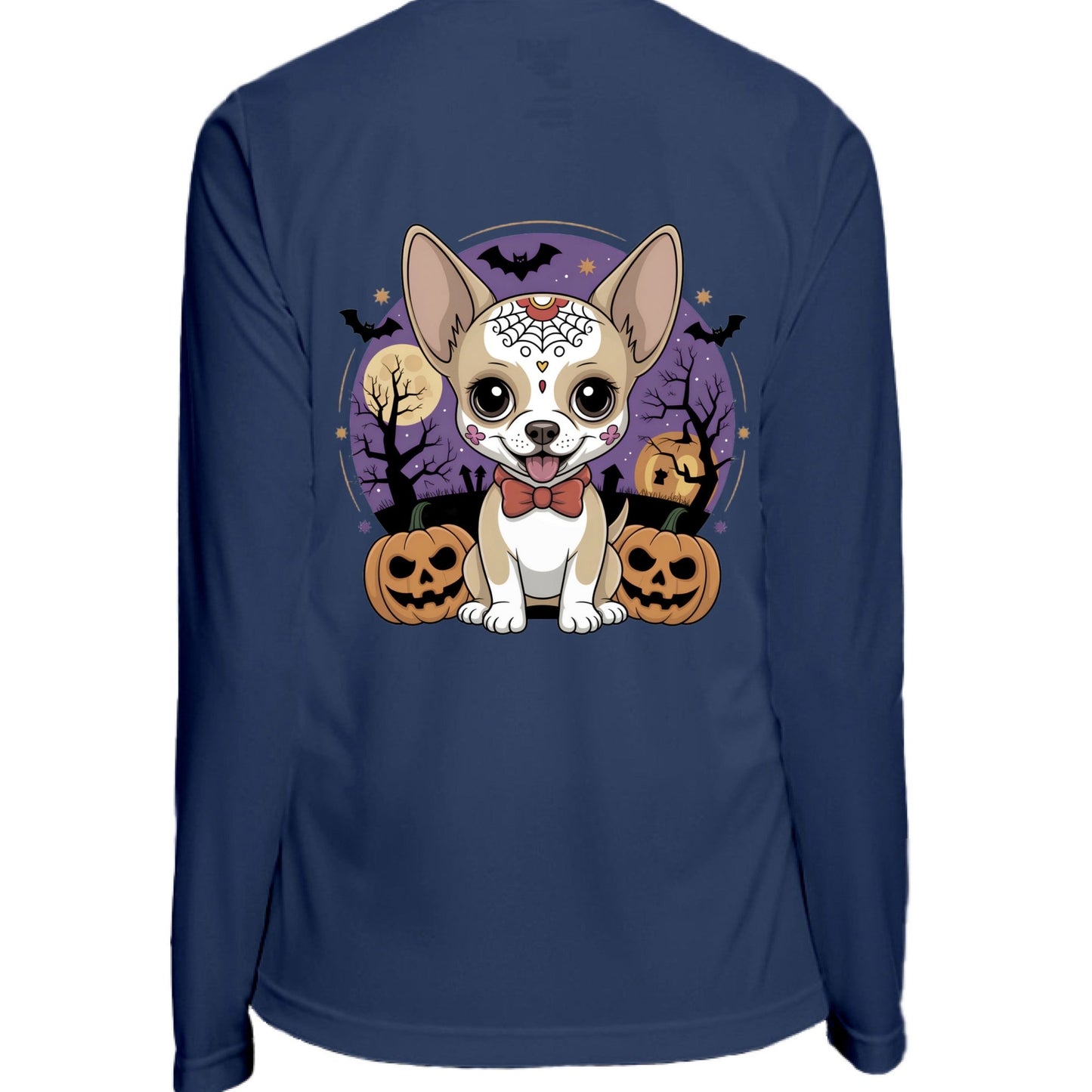 Day of the Dead Puppy – Ladies Zone Performance Quarter - Zip Pullover – SPORT DARK NAVY Outerwear for Apparel (9 view)