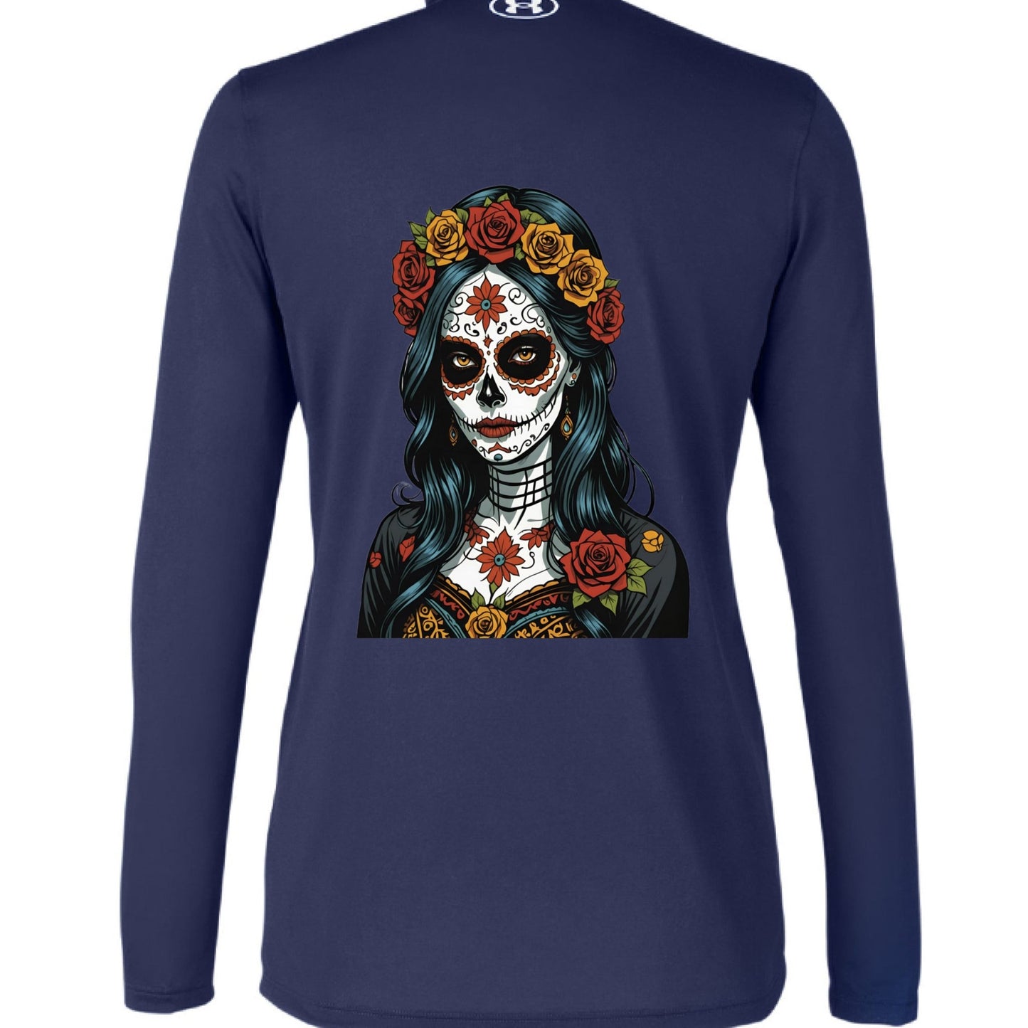 Day of the Dead Woman – Elegant Sugar Skull Art Pullover | RM Outpost Performance Collection – MOD GRY/ WH _011 Outerwear for Apparel (9 view)