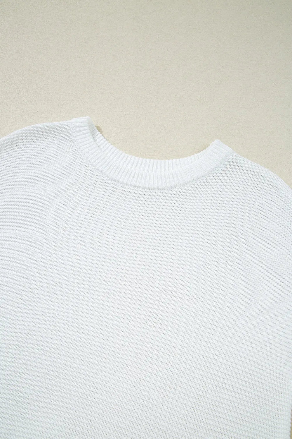Side Slit Round Neck Knit Top – White for Shopify Collective (7 view)