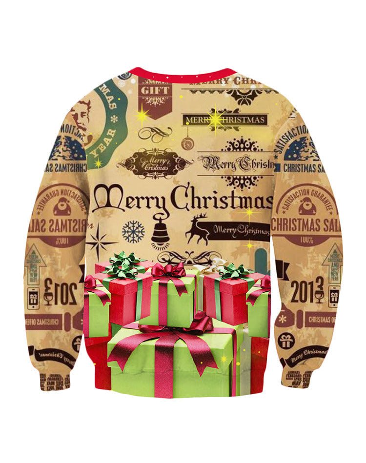 Dog Digital Print Crew Neck – Festive Pet Lovers Pullover | Funny Christmas Sweatshirt – Green A Sweatshirt for Animal Print (5 view)