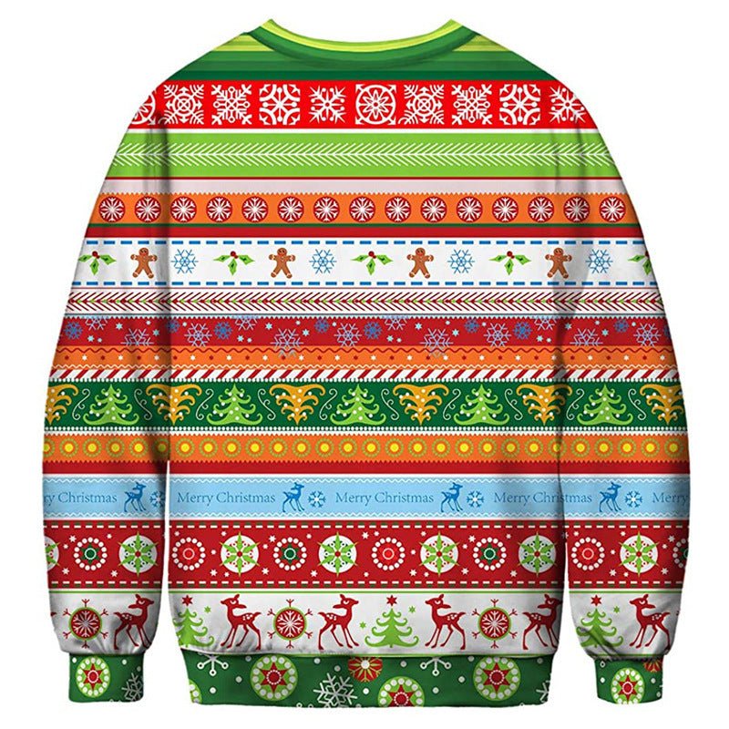 Dog Digital Print Crew Neck – Festive Pet Lovers Pullover | Funny Christmas Sweatshirt – Green A Sweatshirt for Animal Print (6 view)