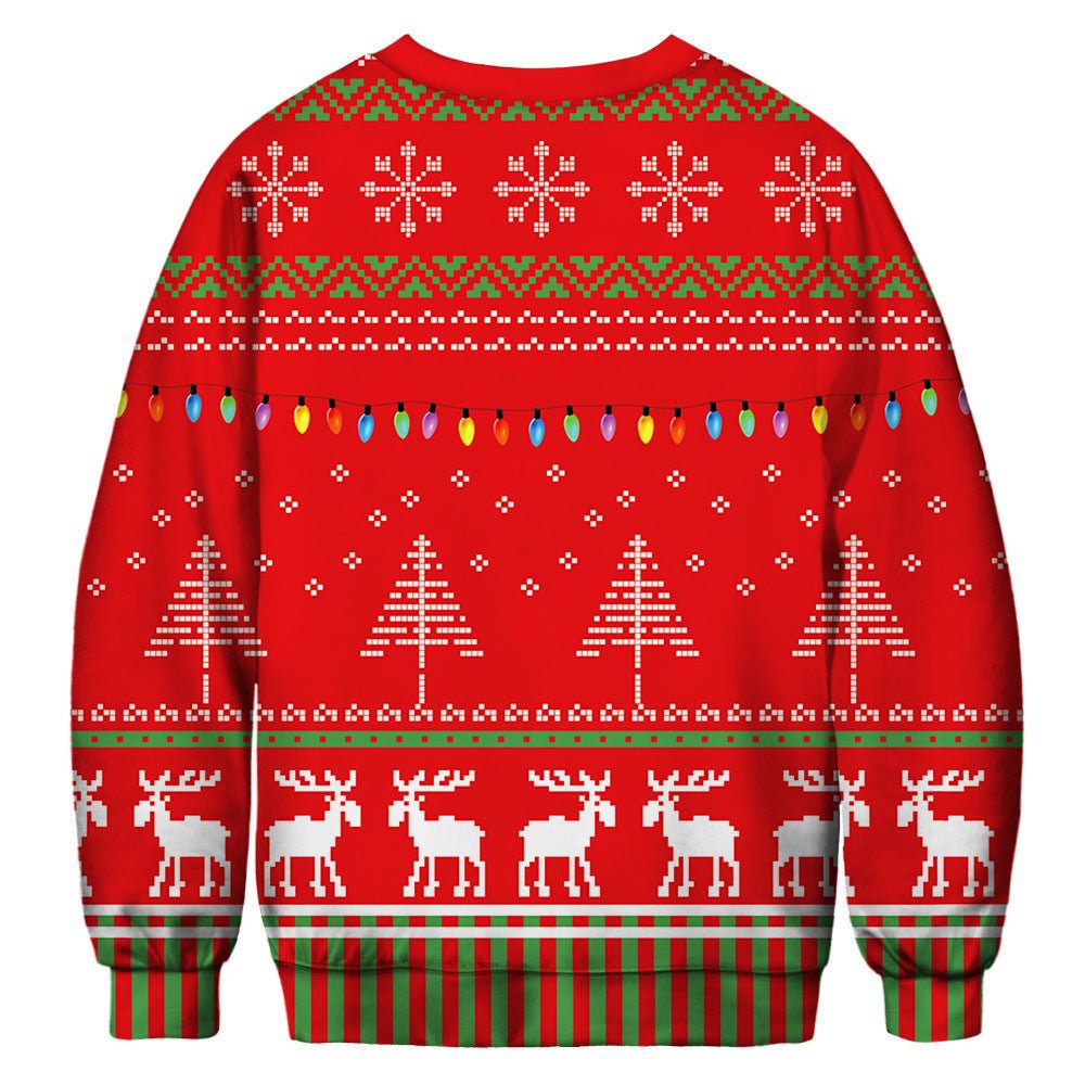 Dog Digital Print Crew Neck – Festive Pet Lovers Pullover | Funny Christmas Sweatshirt – Green A Sweatshirt for Animal Print (4 view)