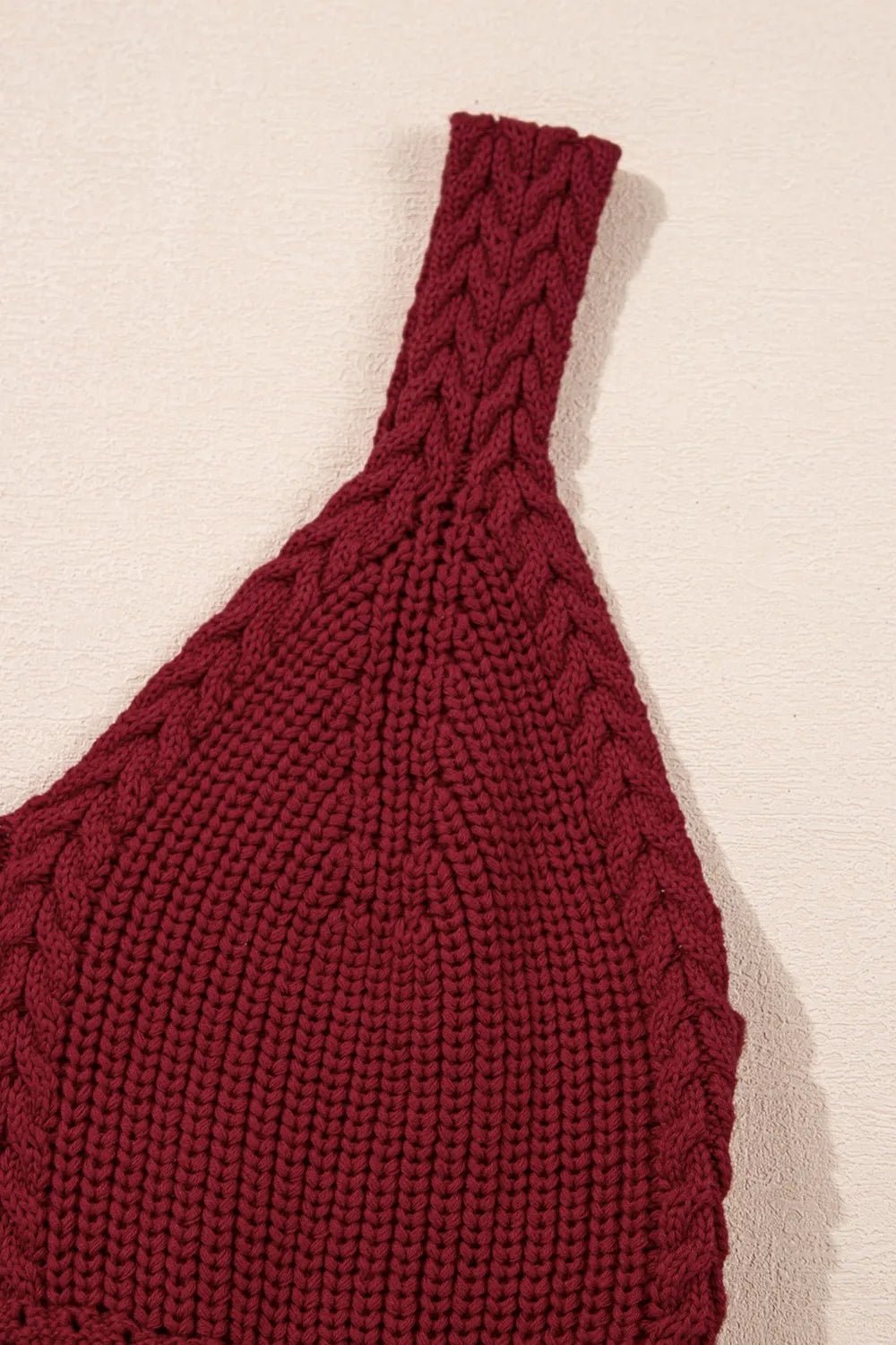 Cable Knit Pointelle Slim Fit V Neck Sweater Vest – Burgundy for Shopify Collective (9 view)