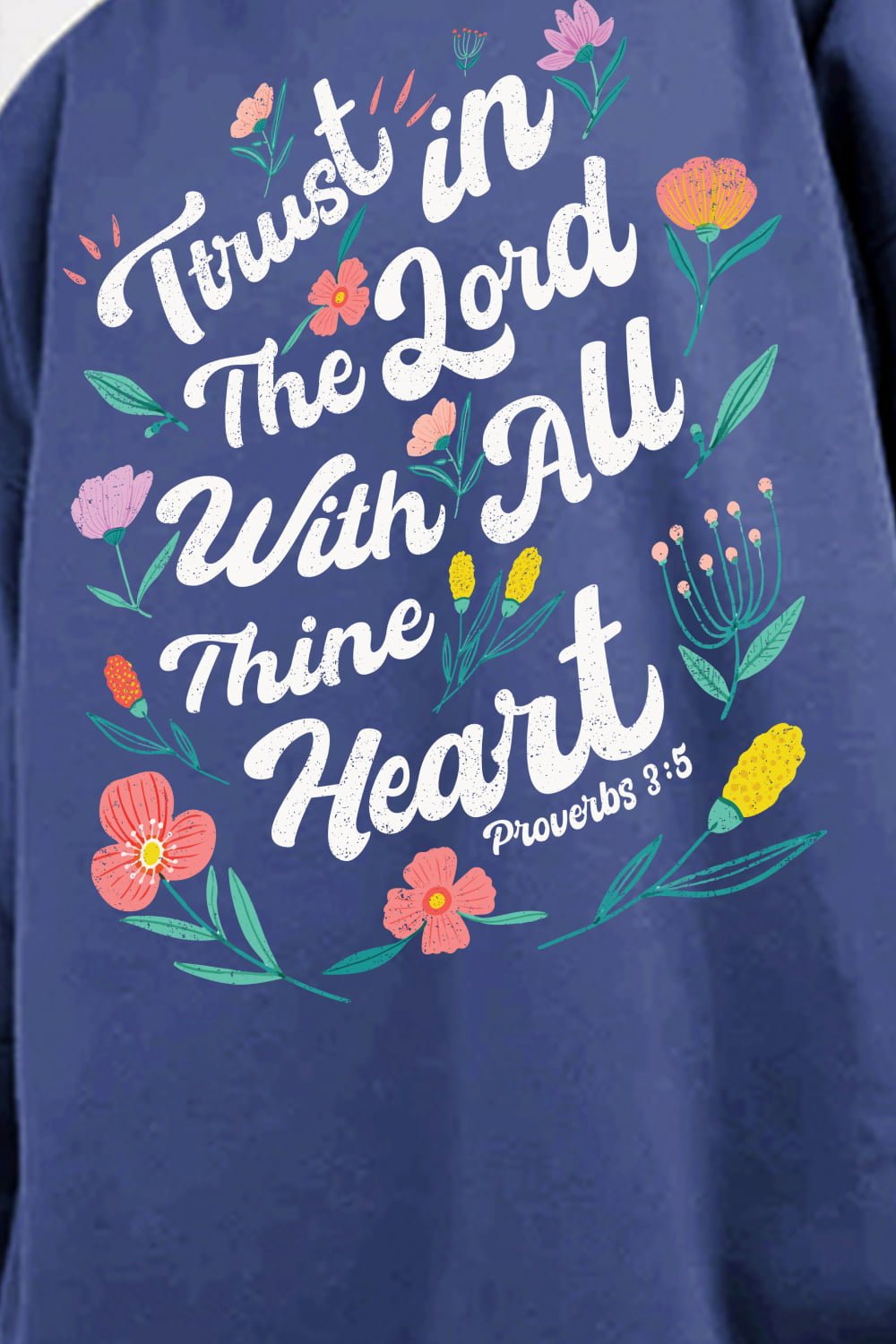 Simply Love Full Size Flower Slogan Graphic Sweatshirt – Royal Blue by Simply Love