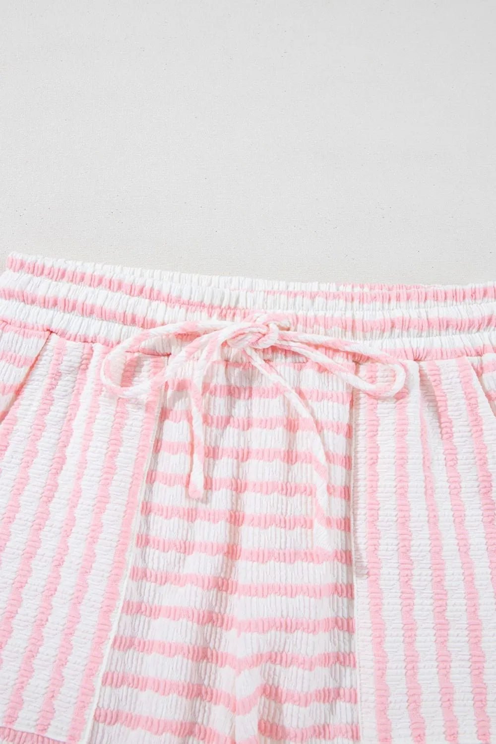 Stripe Knitted Short Sleeve Top and Drawstring Shorts Set – Blush Pink for Shopify Collective (8 view)