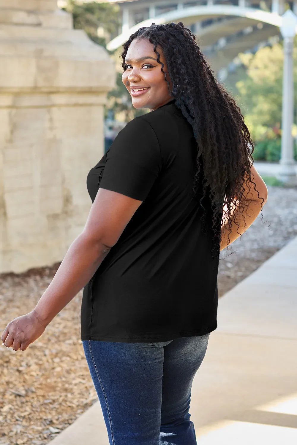 Basic Bae Bamboo Full Size V - Neck Short Sleeve T-Shirt – Black for Shopify Collective (20 view)
