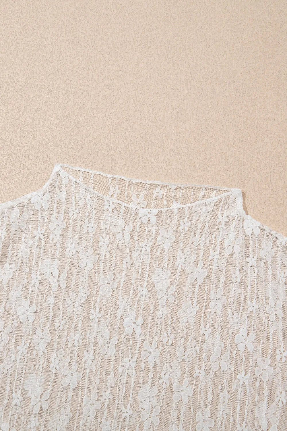 Sheer Floral Lace Long Sleeve Slim Fit Top – White for Shopify Collective (10 view)