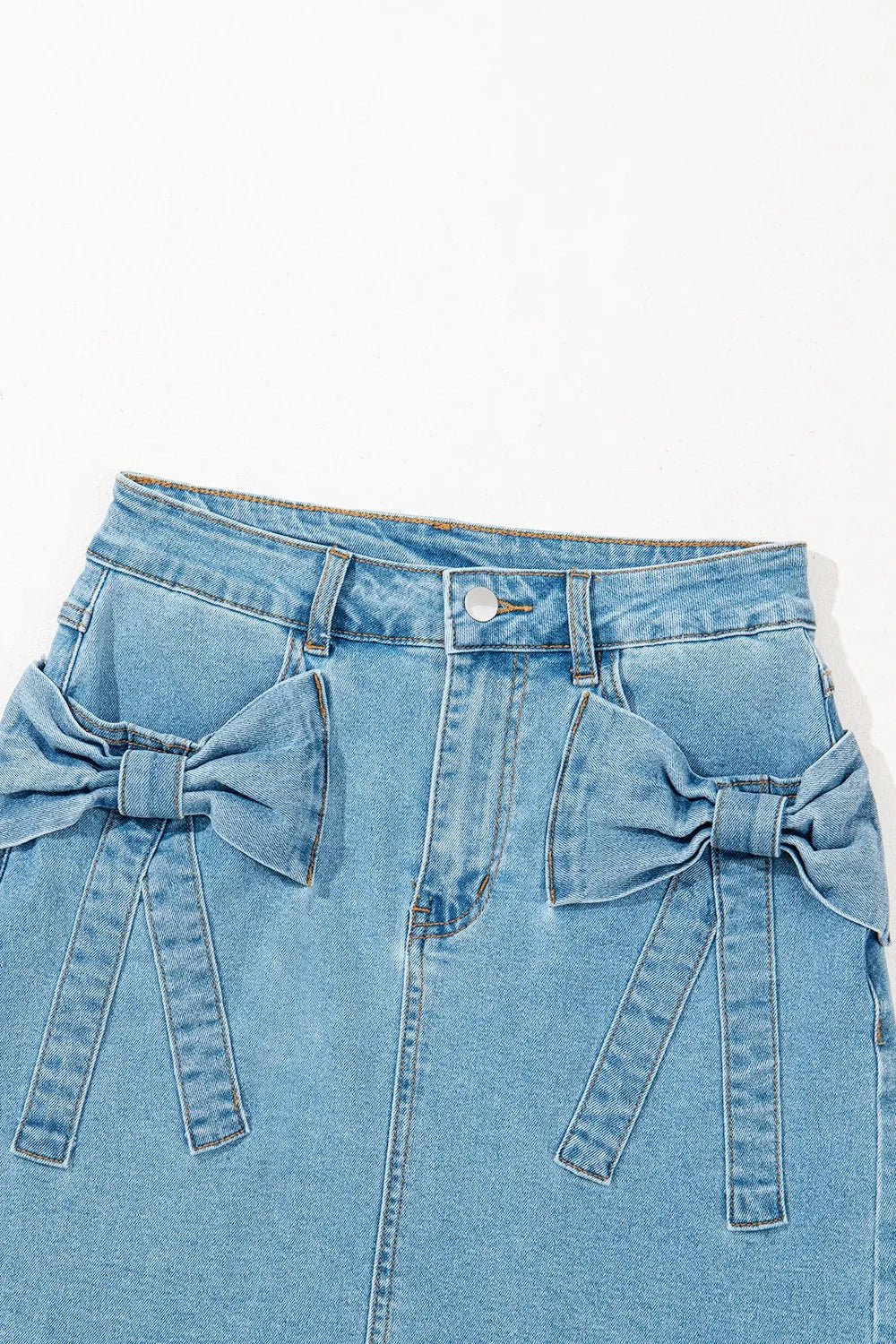 Acid Wash Bowknot Details High Waist Denim Skirt – Medium for Shopify Collective (10 view)