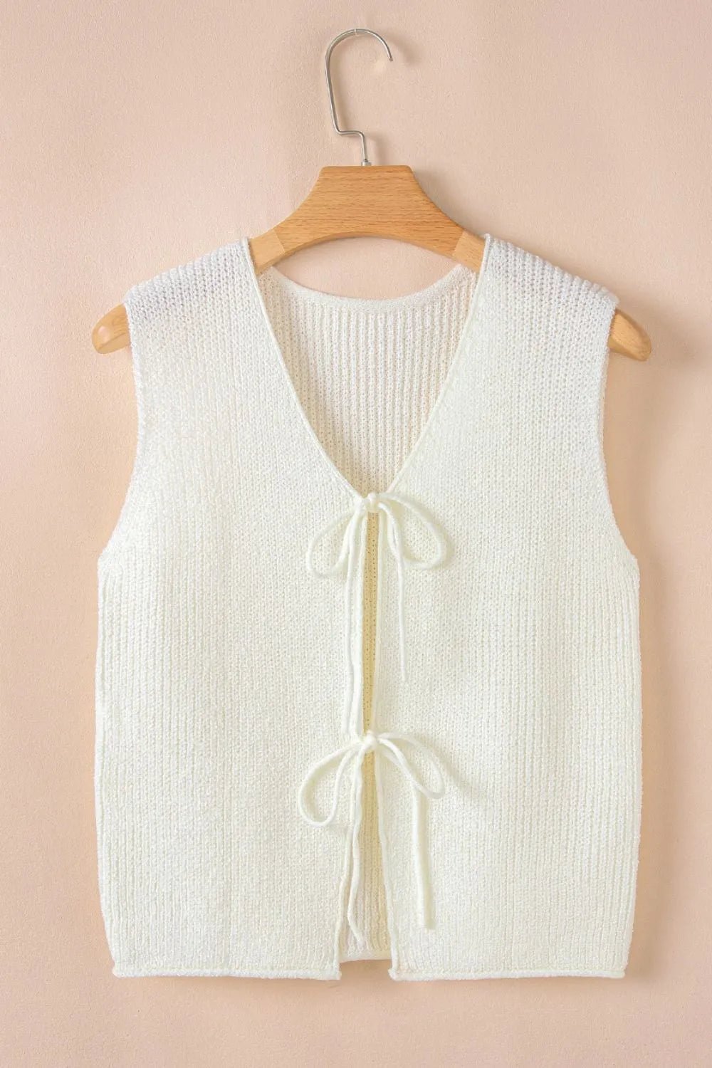 Double Tie V Neck Sweater Vest – Beige for Shopify Collective (18 view)