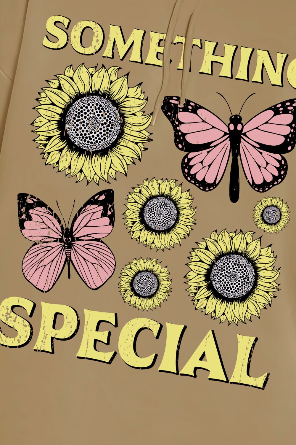 Simply Love Full Size SOMETHING SPECIAL Graphic Hoodie – Taupe by Simply Love