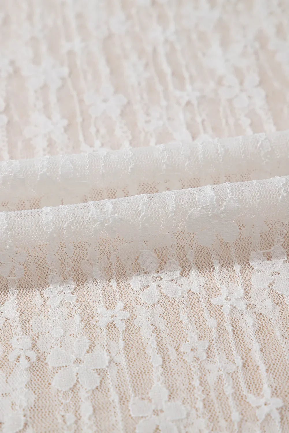 Sheer Floral Lace Long Sleeve Slim Fit Top – White for Shopify Collective (12 view)
