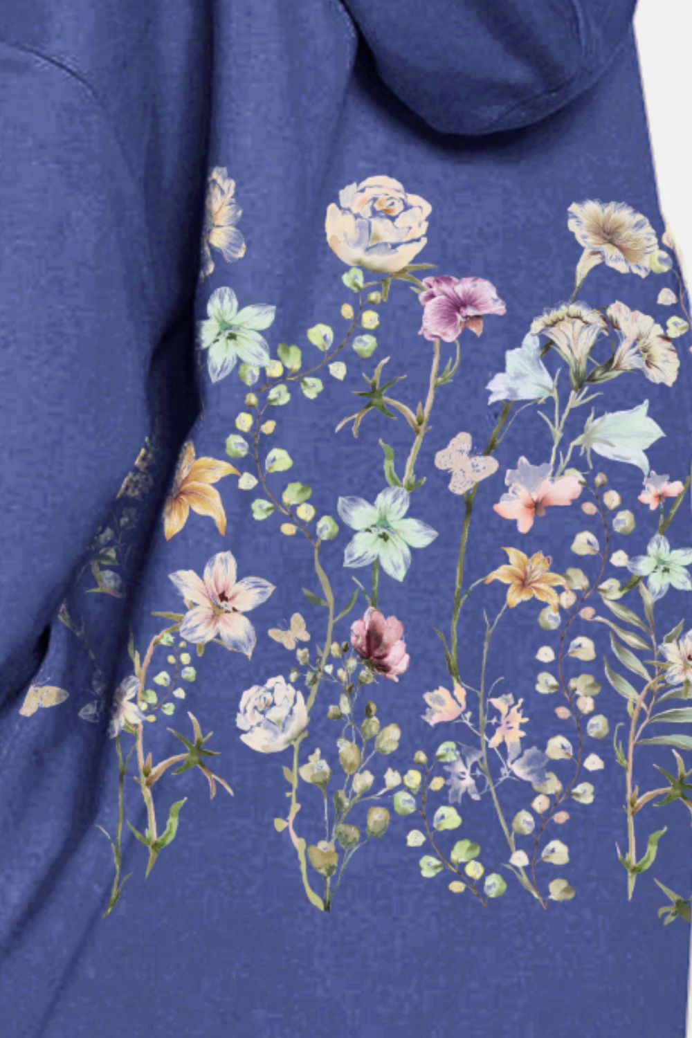 Simply Love Simply Love Full Size Flower Graphic Dropped Shoulder Hoodie – Navy Women's Top for Shopify Collective (3 view)