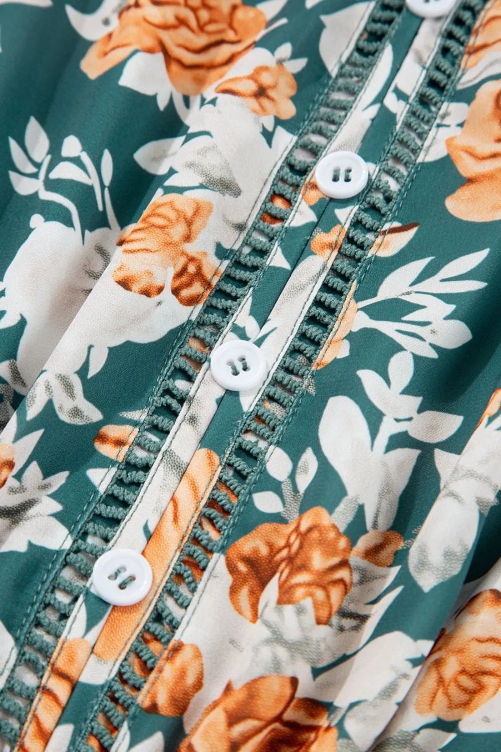 Floral Print Trimmed V Neck Tie Waist Sleeveless Dress – Floral for Shopify Collective (12 view)