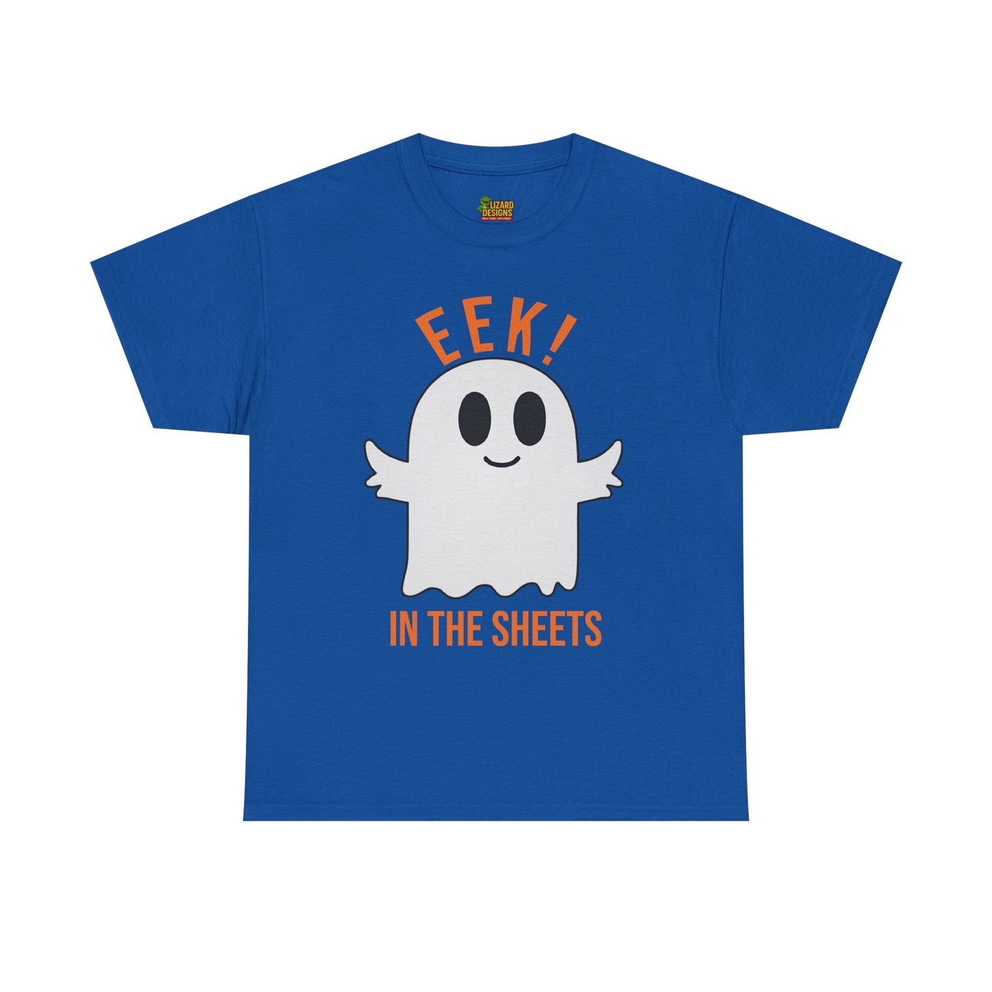 Eek in the Sheets Ghost Tee – Cute Halloween Pun – Royal T-Shirt for casual wear gift (42 view)