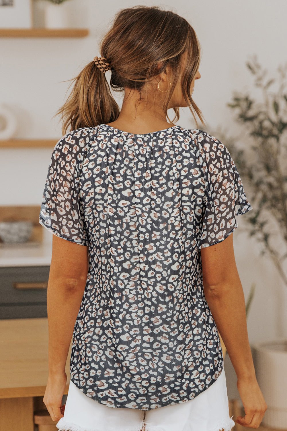 Ellie Flutter Sleeve V Neck Floral Blouse – Black Tops/Blouses & Shirts for Shopify Collective (12 view)