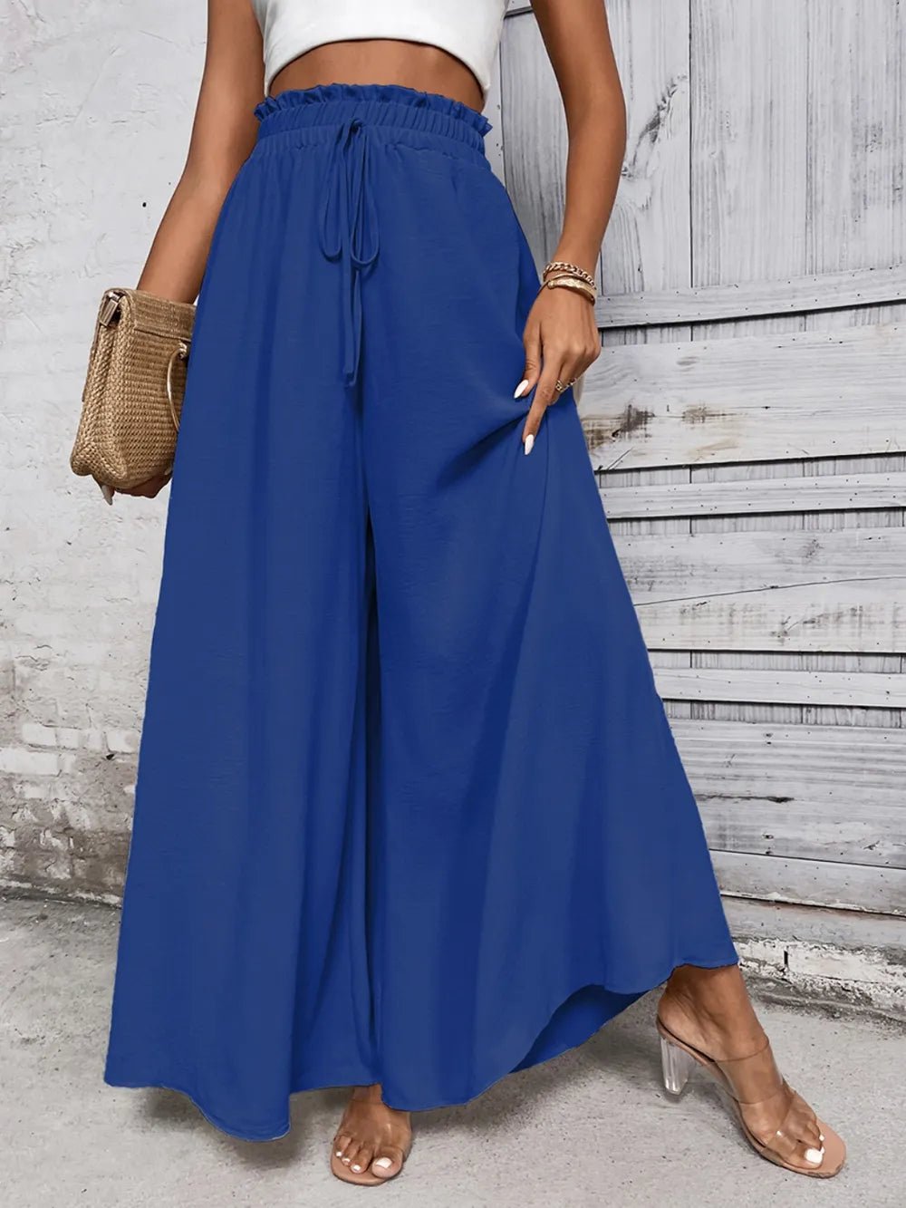Honey Tied High Waist Wide Leg Pants – Royal Blue for Shopify Collective (7 view)