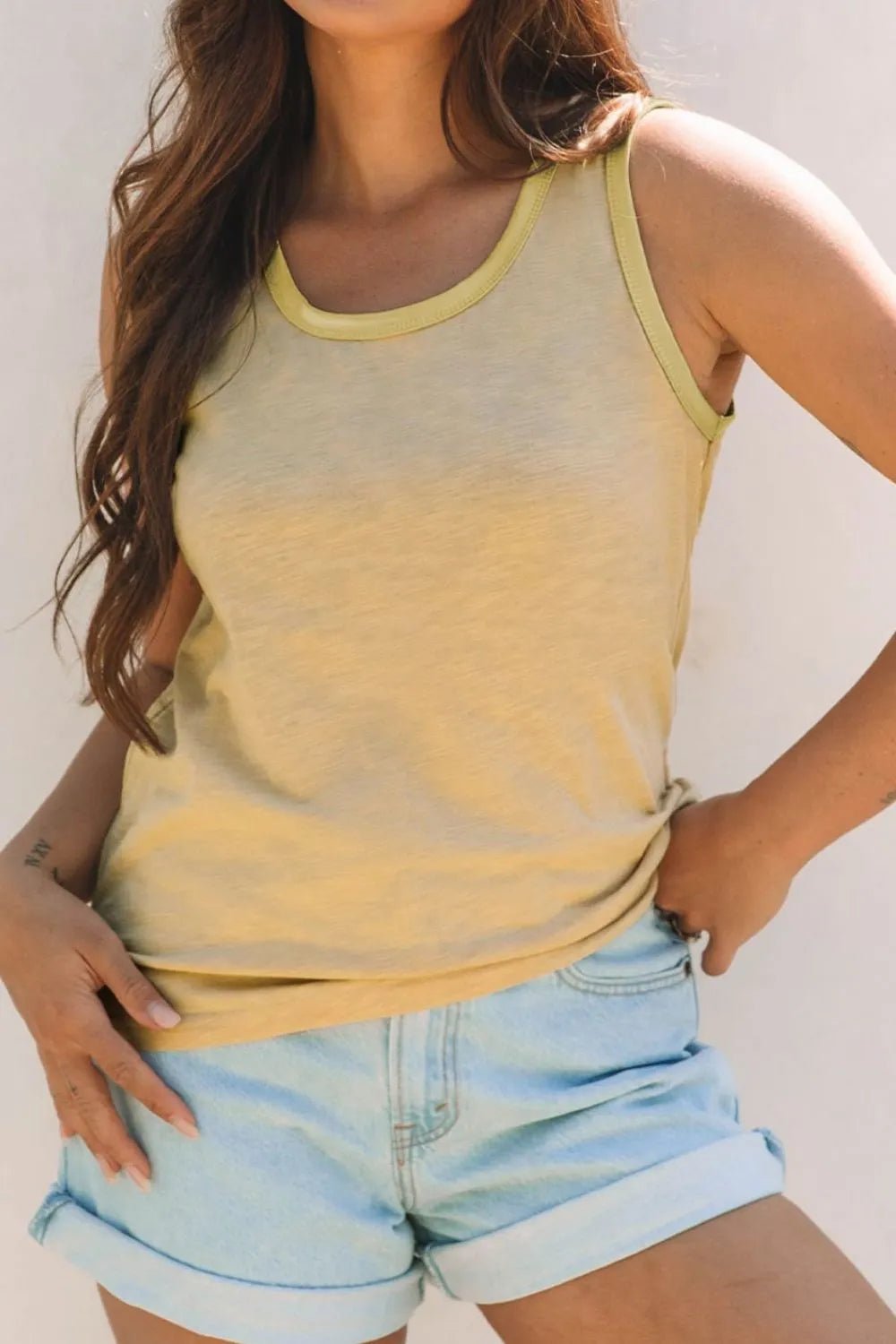 Round Neck Wide Strap Tank – Tan for Shopify Collective (4 view)