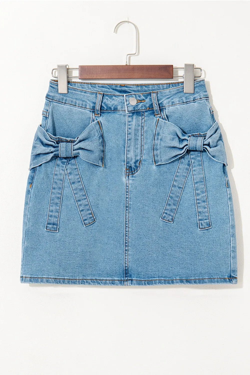 Acid Wash Bowknot Details High Waist Denim Skirt – Medium for Shopify Collective (4 view)
