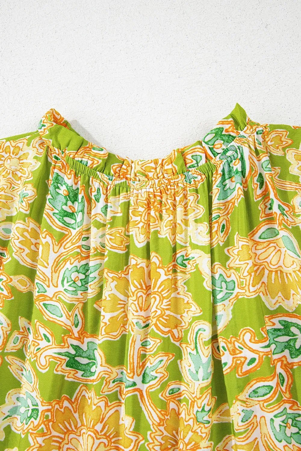 Multicolour Printed Contrast Bubble Sleeve Patchwork Blouse – Floral Top for Shopify Collective (7 view)