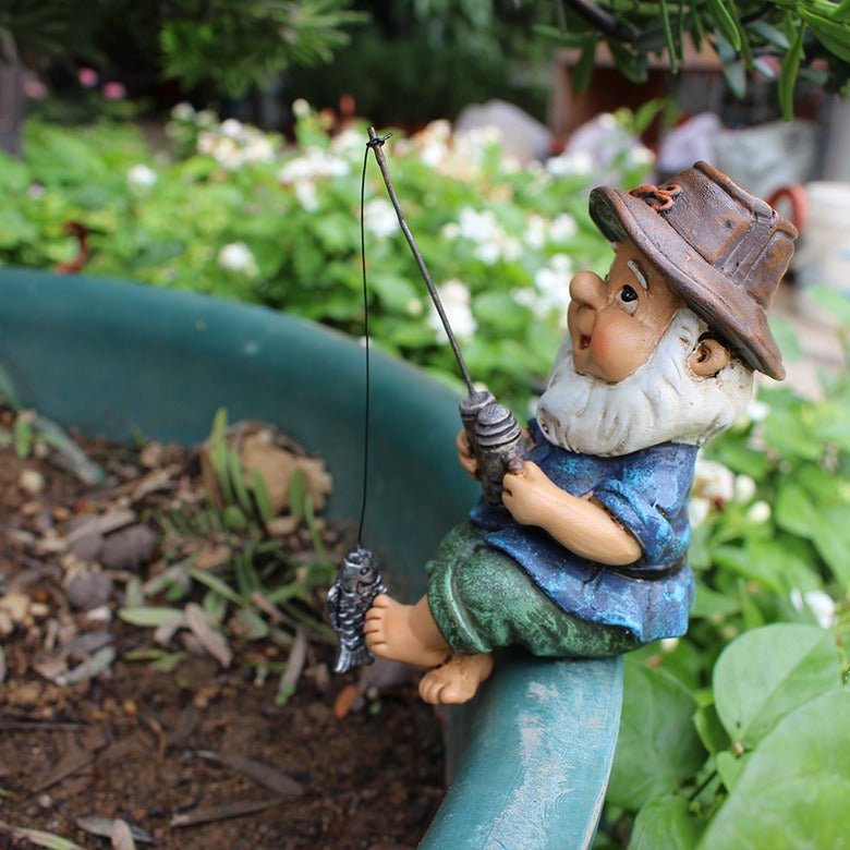 Fishing Gnome Resin Figurine – Mini Dwarf Garden/Planter Decoration | Resin Crafts – 4.5*7*10cm Garden Nome for Dwarf (4 view)