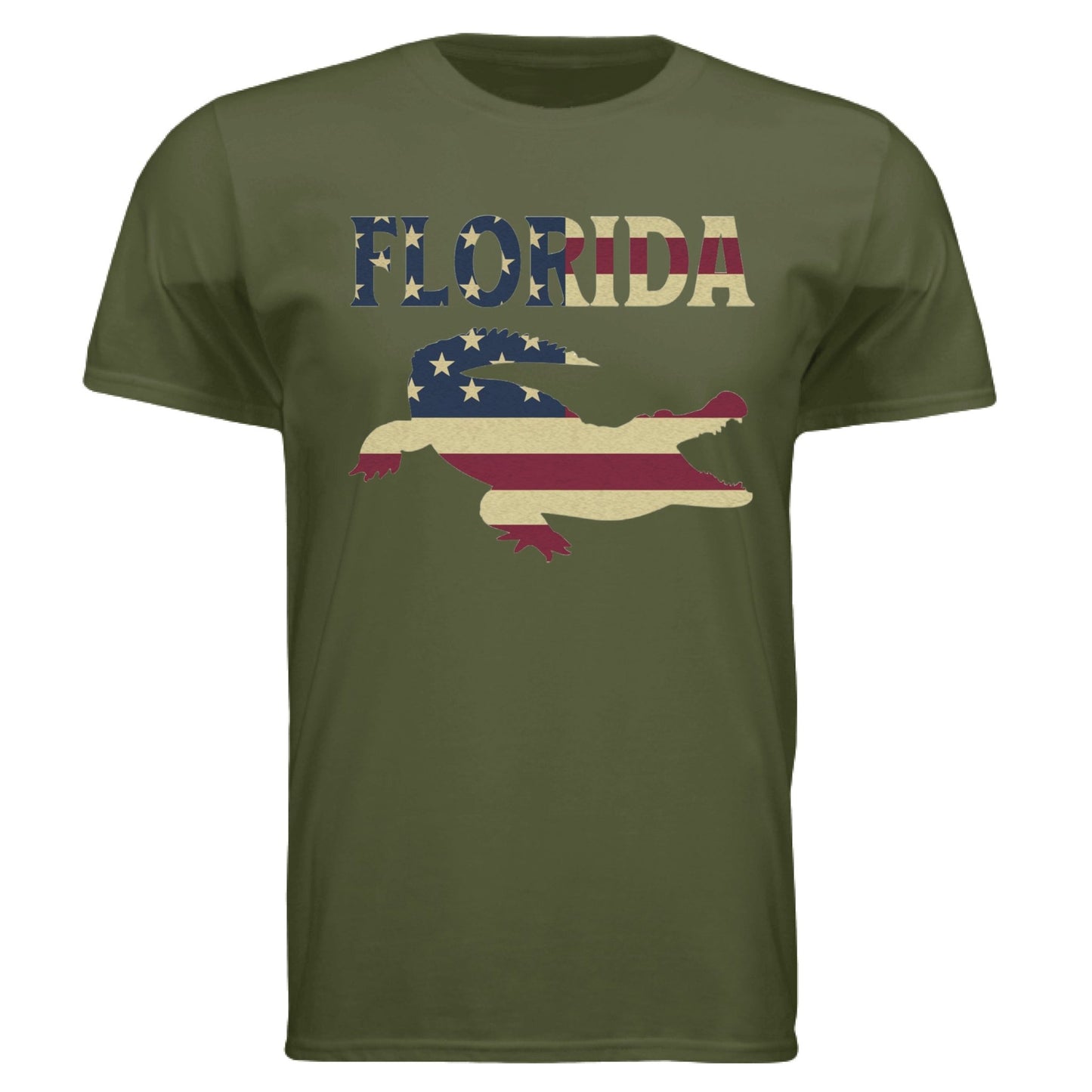 Florida Gator Flag Tee – Southern Pride & American Spirit | RM Outpost Apparel – Military Green T-Shirt for American Flag (3 view)