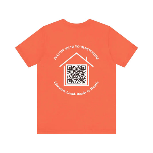 Follow Me to Your New Home – Custom QR Code Real Estate Shirt – Coral T-Shirt for affordable clothing (2 view)