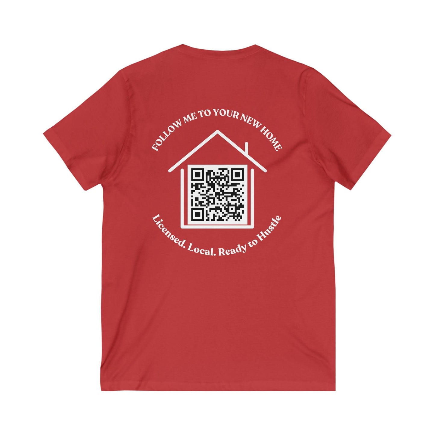 Follow Me to Your New Home V - Neck– Custom QR Code Real Estate Tee – Navy T-Shirt for Casual Shirt (15 view)