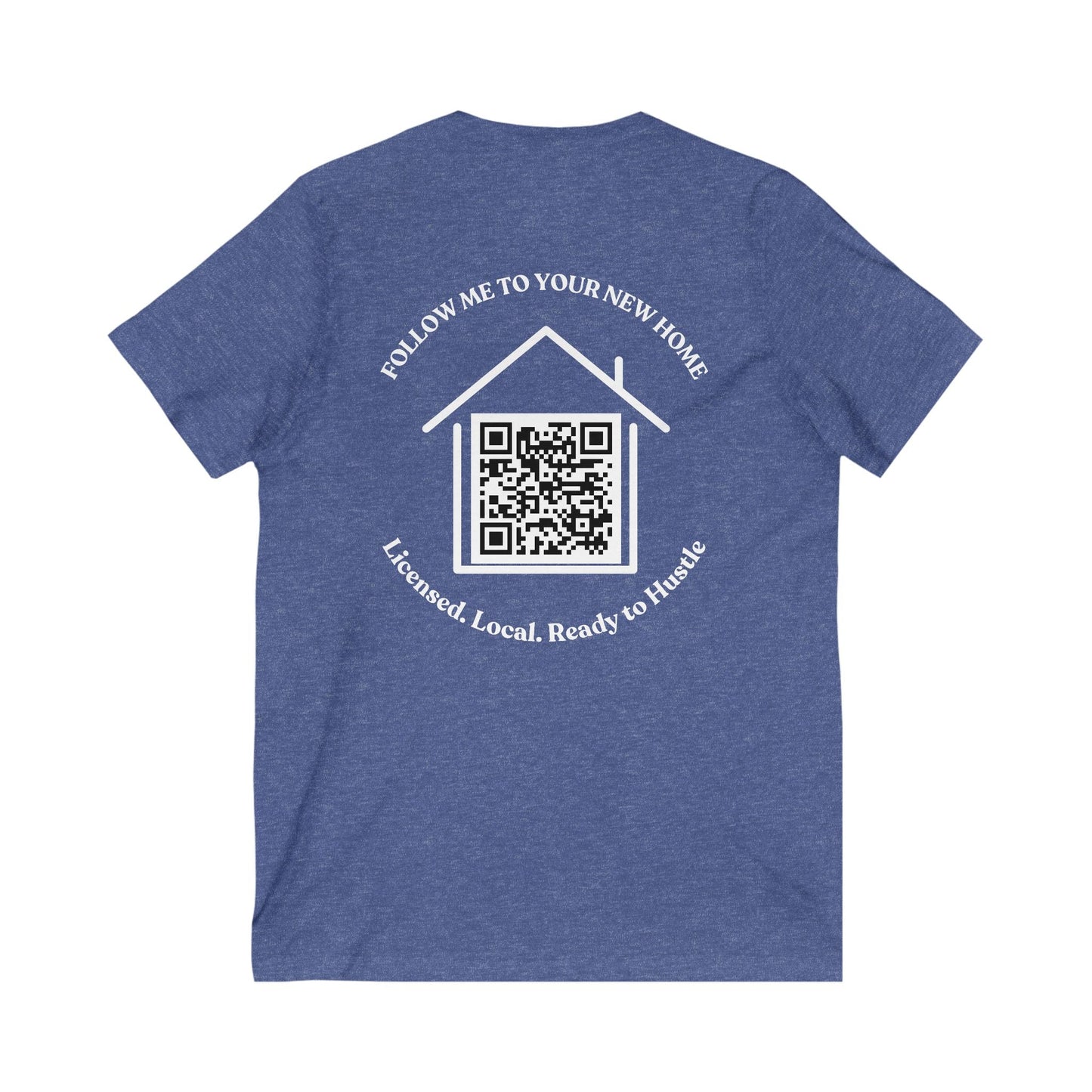Follow Me to Your New Home V - Neck– Custom QR Code Real Estate Tee – True Royal T-Shirt for Casual Shirt (5 view)