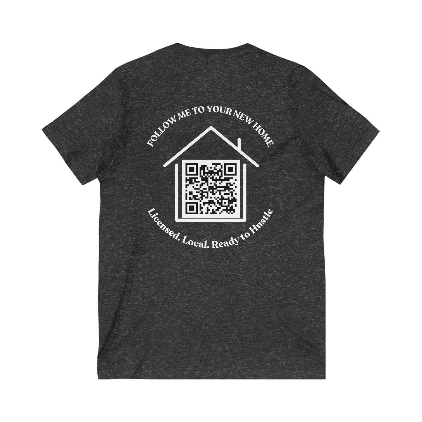 Follow Me to Your New Home V - Neck– Custom QR Code Real Estate Tee – Asphalt T-Shirt for Casual Shirt (9 view)