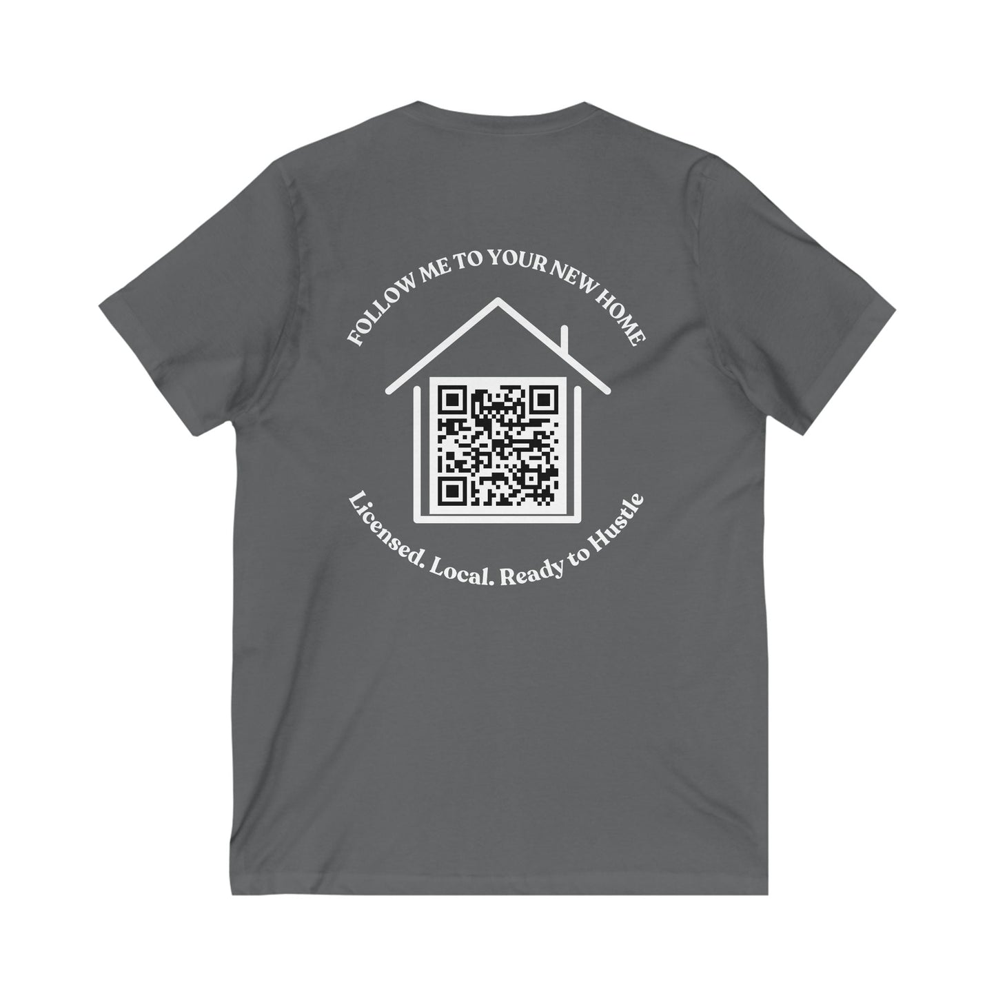 Follow Me to Your New Home V - Neck– Custom QR Code Real Estate Tee – Heather True Royal T-Shirt for Casual Shirt (7 view)