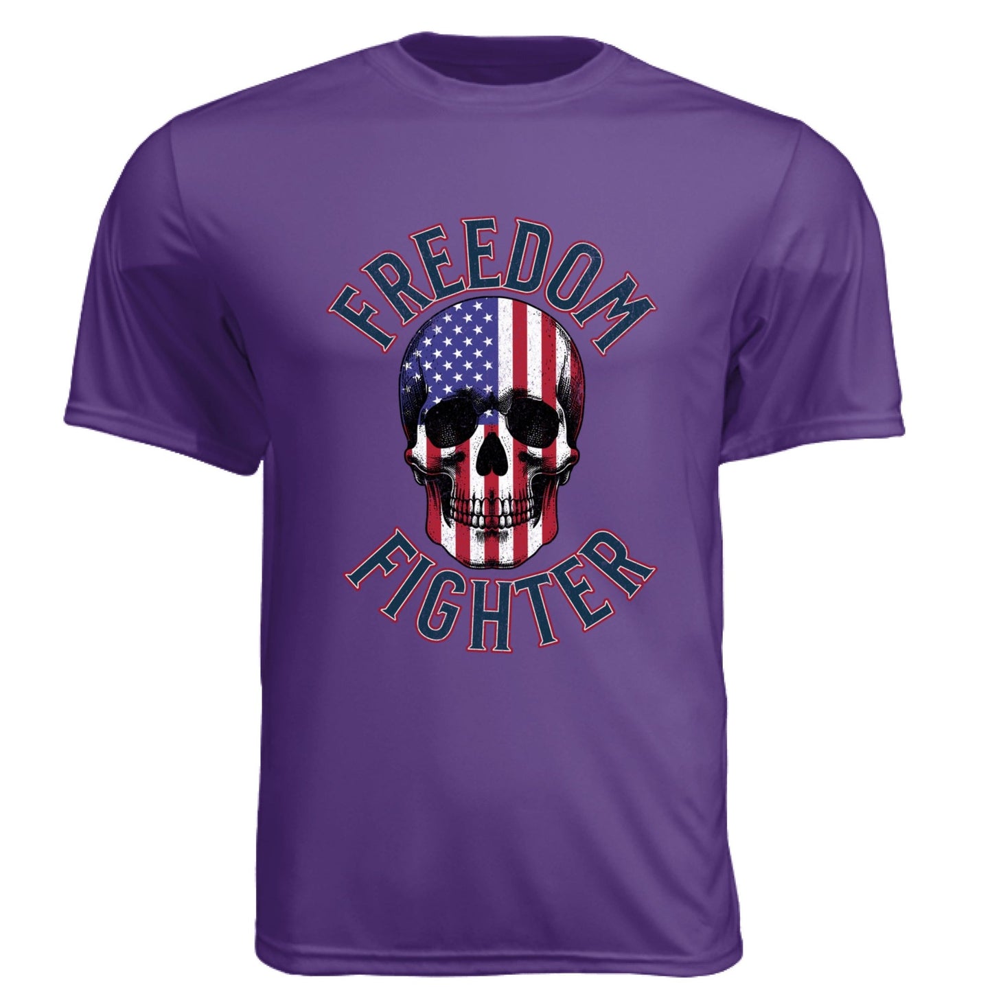 Freedom Fighter – American Flag Skull Tee | Patriotic Apparel by RM Outpost – PURPLE T-Shirt for American Flag (23 view)