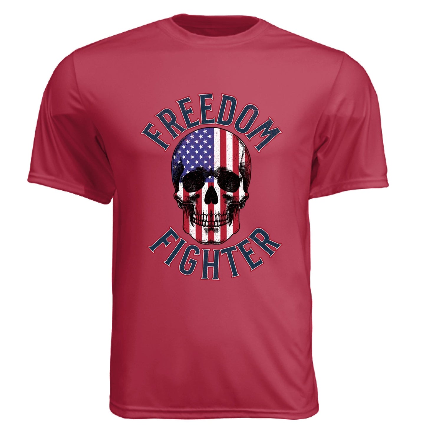 Freedom Fighter – American Flag Skull Tee | Patriotic Apparel by RM Outpost – CARDINAL T-Shirt for American Flag (32 view)