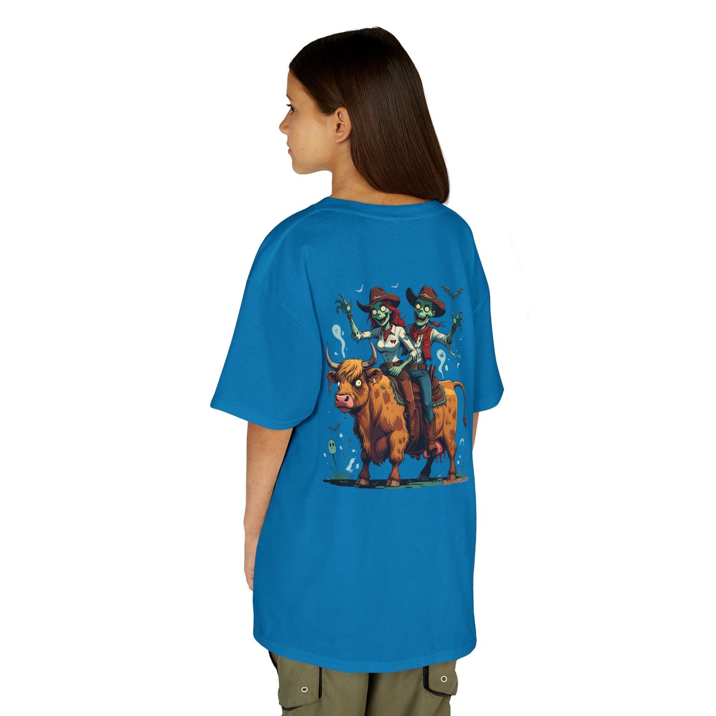 Fun Cowboy Zombie Kids Tee, Kids Halloween T-Shirt, Unique Graphic Tee for Boys and Girls, Cowboy Shirt, Spooky Kids Apparel – Dark Heather Kids clothes for Animal Graphic Tee (18 view)