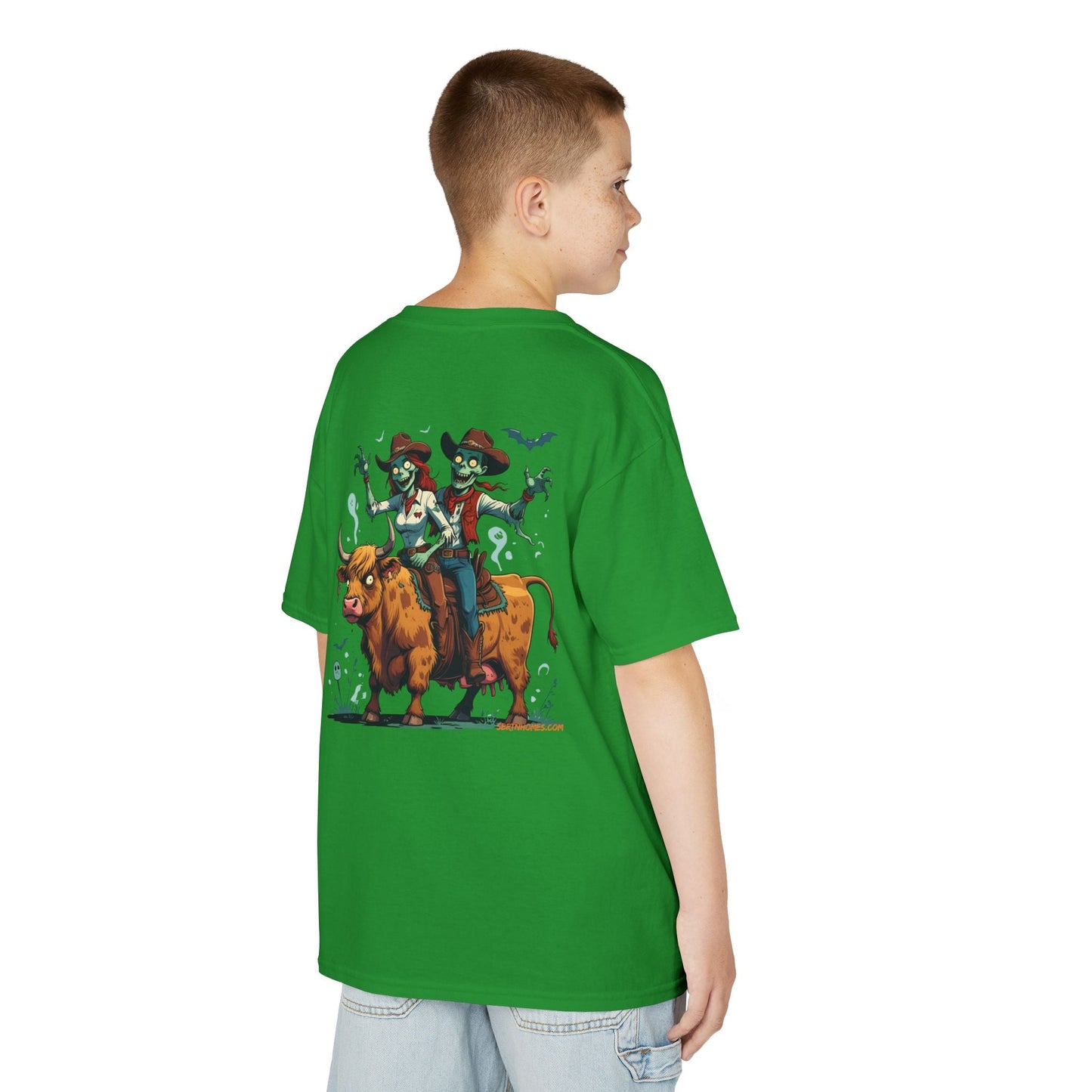 Fun Cowboy Zombie Kids Tee, Kids Halloween T-Shirt, Unique Graphic Tee for Boys and Girls, Cowboy Shirt, Spooky Kids Apparel – Irish Green Kids clothes for Animal Graphic Tee (12 view)