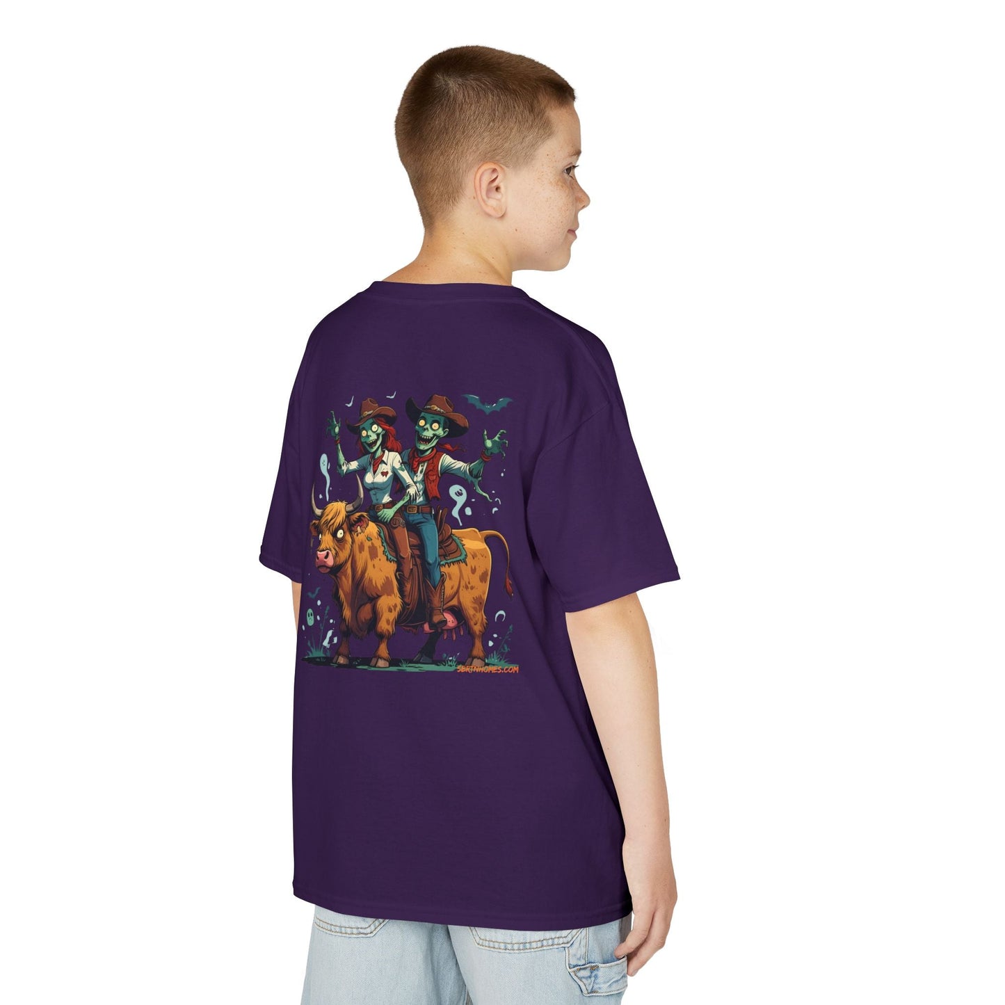 Fun Cowboy Zombie Kids Tee, Kids Halloween T-Shirt, Unique Graphic Tee for Boys and Girls, Cowboy Shirt, Spooky Kids Apparel – Purple Kids clothes for Animal Graphic Tee (28 view)