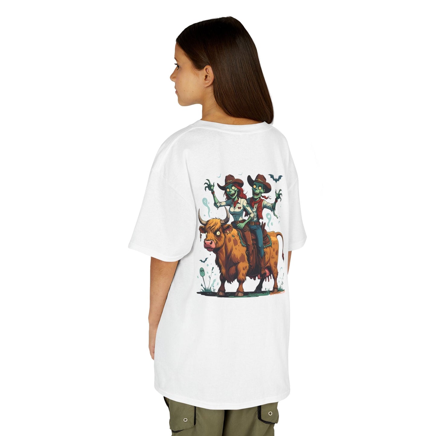 Fun Cowboy Zombie Kids Tee, Kids Halloween T-Shirt, Unique Graphic Tee for Boys and Girls, Cowboy Shirt, Spooky Kids Apparel – Black Kids clothes for Animal Graphic Tee (6 view)