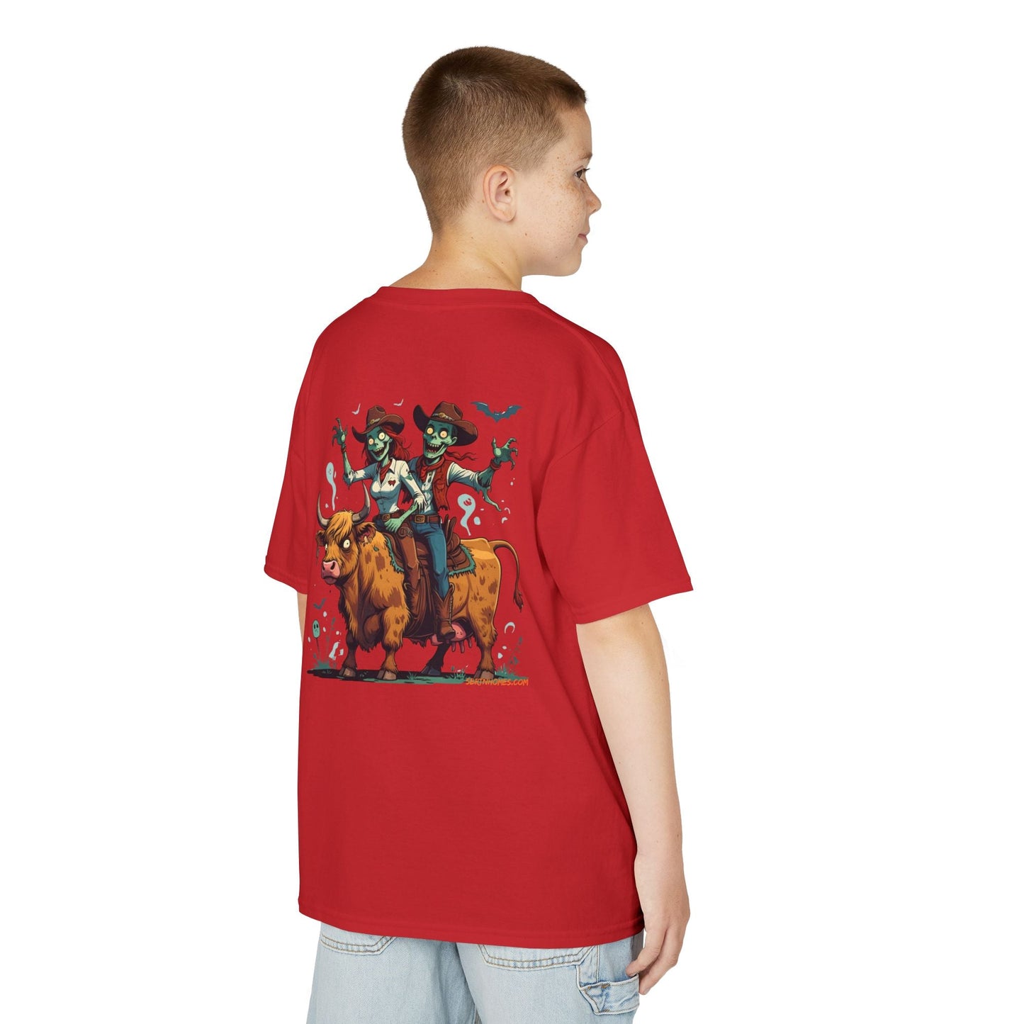 Fun Cowboy Zombie Kids Tee, Kids Halloween T-Shirt, Unique Graphic Tee for Boys and Girls, Cowboy Shirt, Spooky Kids Apparel – Red Kids clothes for Animal Graphic Tee (36 view)