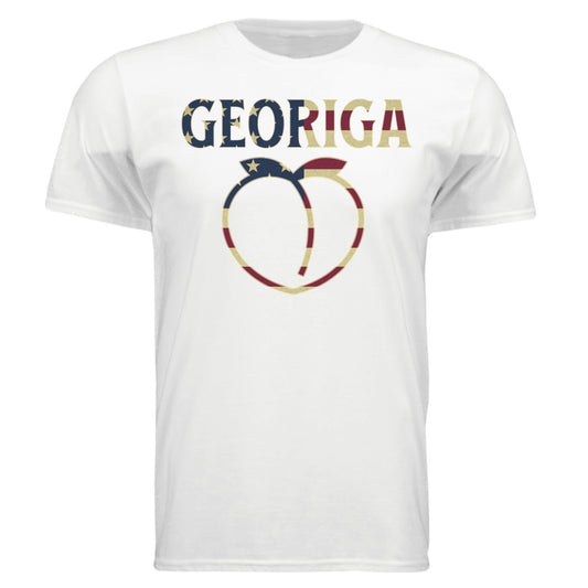Georgia T-Shirt – American Flag Peach Design | Patriotic Southern Tee – White T-Shirt for Americana (2 view)