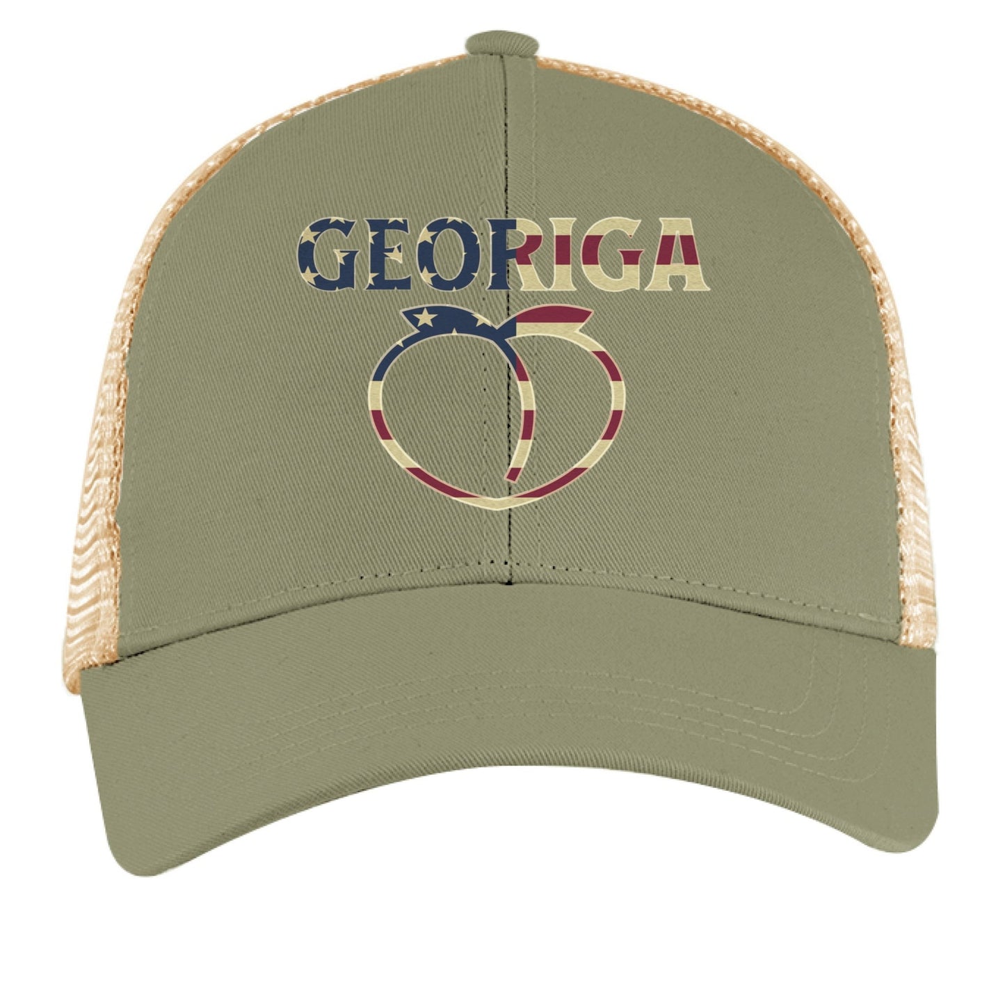 Georgia Trucker Hat – Retro American Peach Pride | Patriotic Apparel – JUNGLE / OYSTER Hats for American Apparel (13 view)