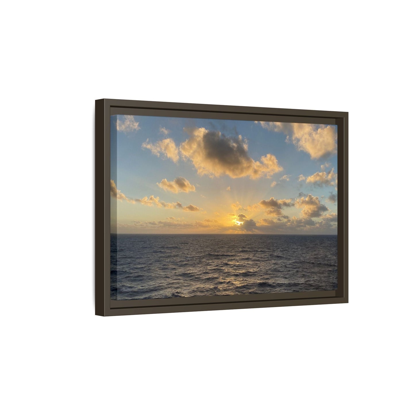 Golden Glow Over Ocean Canvas Wall Art – Peaceful Sunrise Print | Serene Coastal Photography Decor – 60" x 40" (Horizontal) Canvas for art for office (78 view)