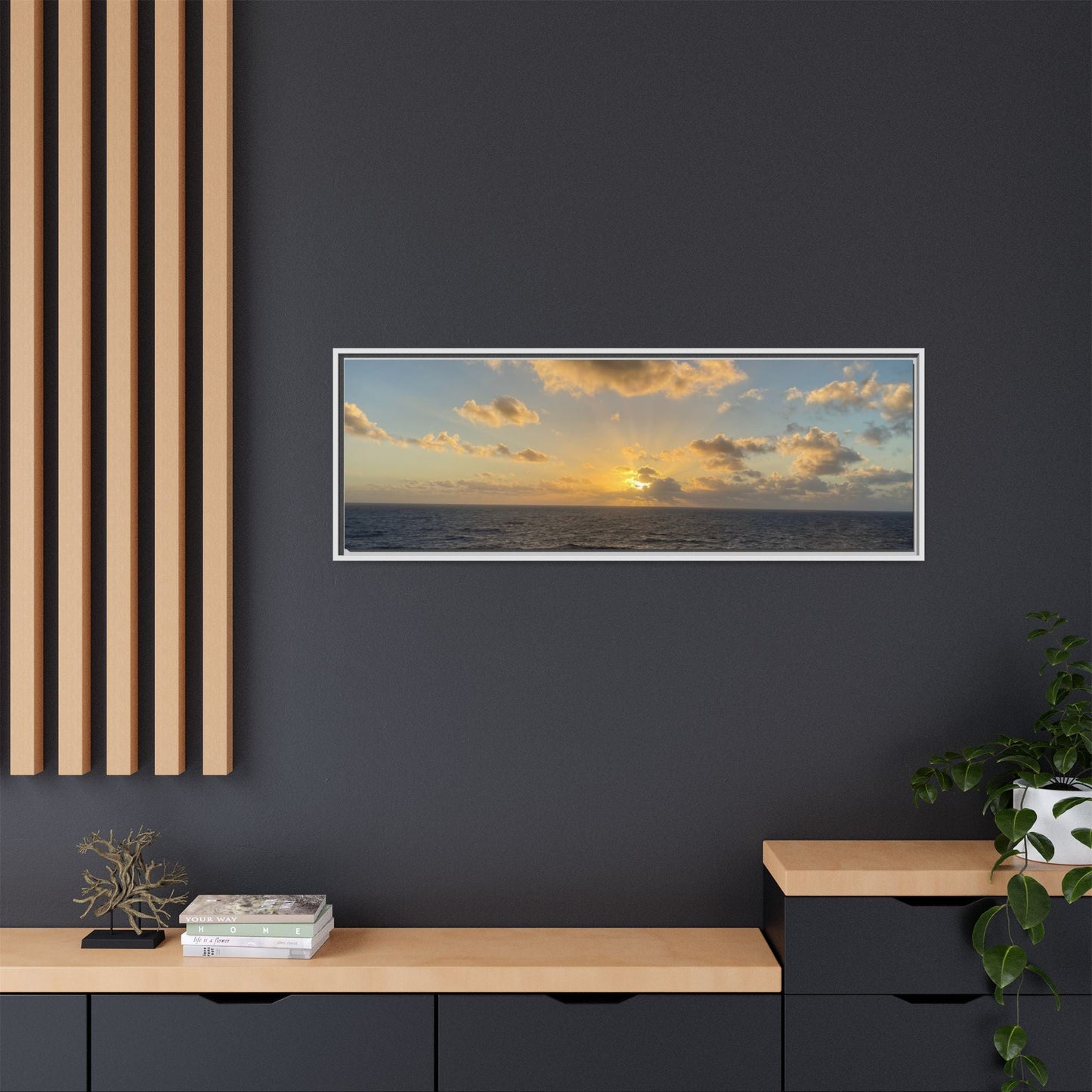 Golden Glow Over Ocean Canvas Wall Art – Peaceful Sunrise Print | Serene Coastal Photography Decor – 60" x 40" (Horizontal) Canvas for art for office (74 view)