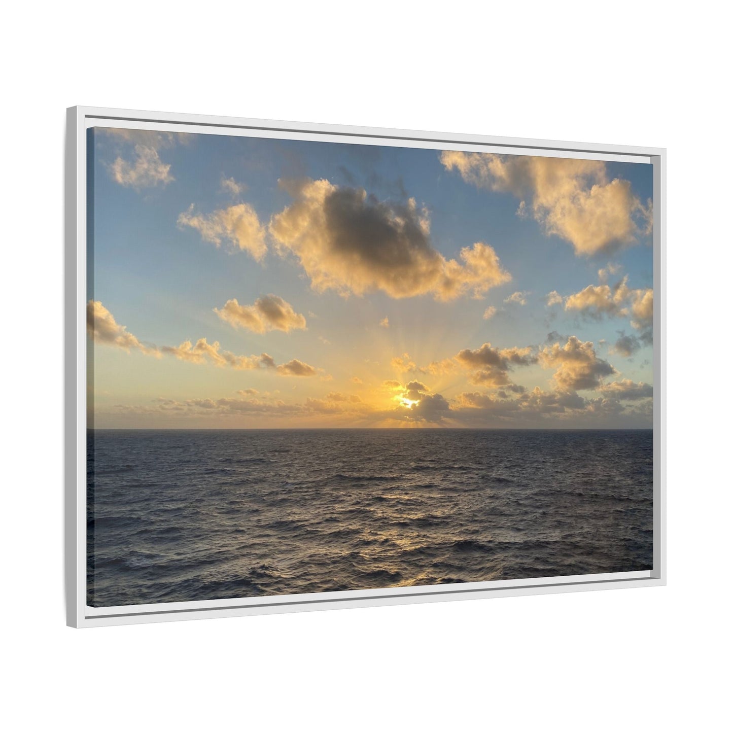 Golden Glow Over Ocean Canvas Wall Art – Peaceful Sunrise Print | Serene Coastal Photography Decor – 60" x 40" (Horizontal) Canvas by Printify