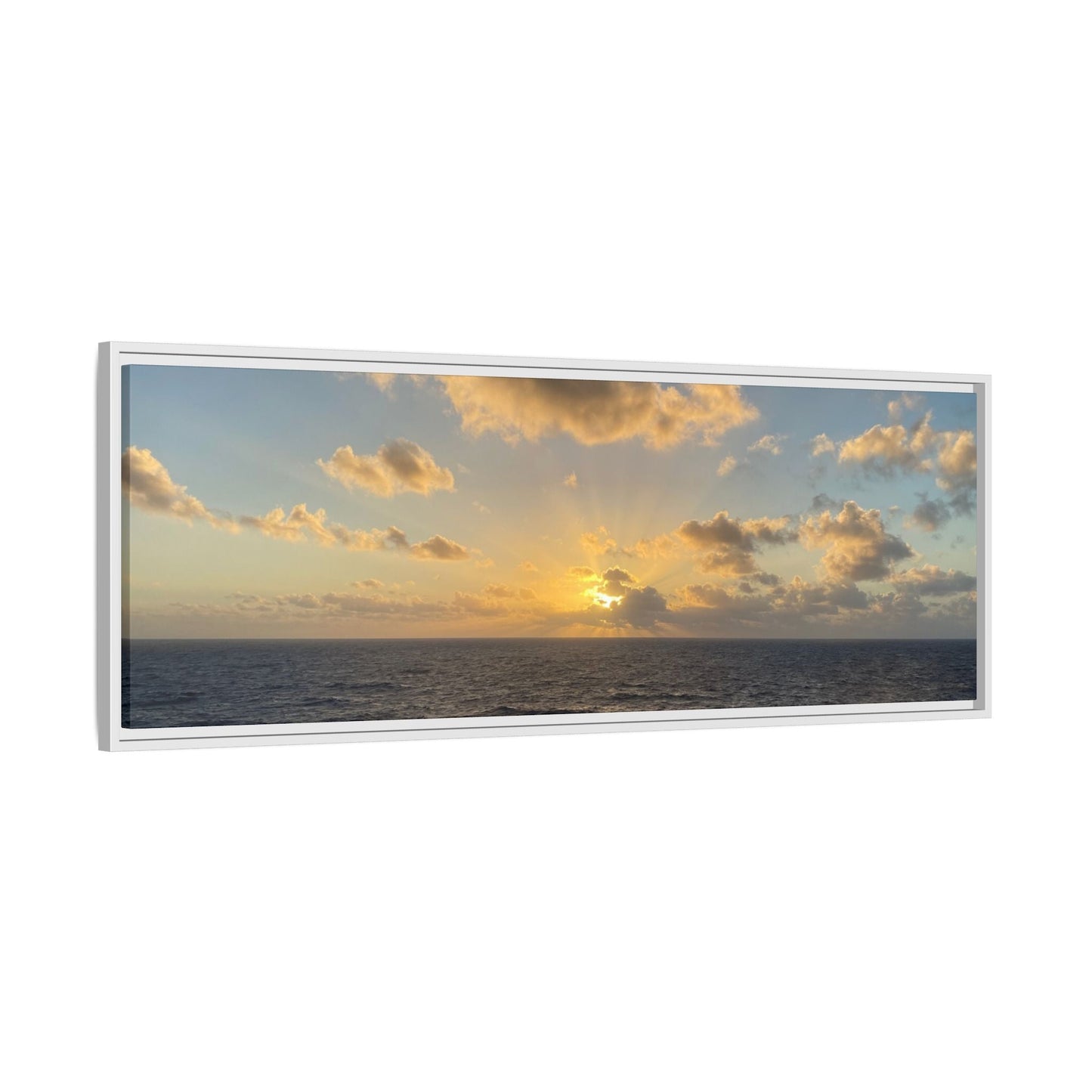 Golden Glow Over Ocean Canvas Wall Art – Peaceful Sunrise Print | Serene Coastal Photography Decor – 60" x 40" (Horizontal) Canvas for art for office (72 view)