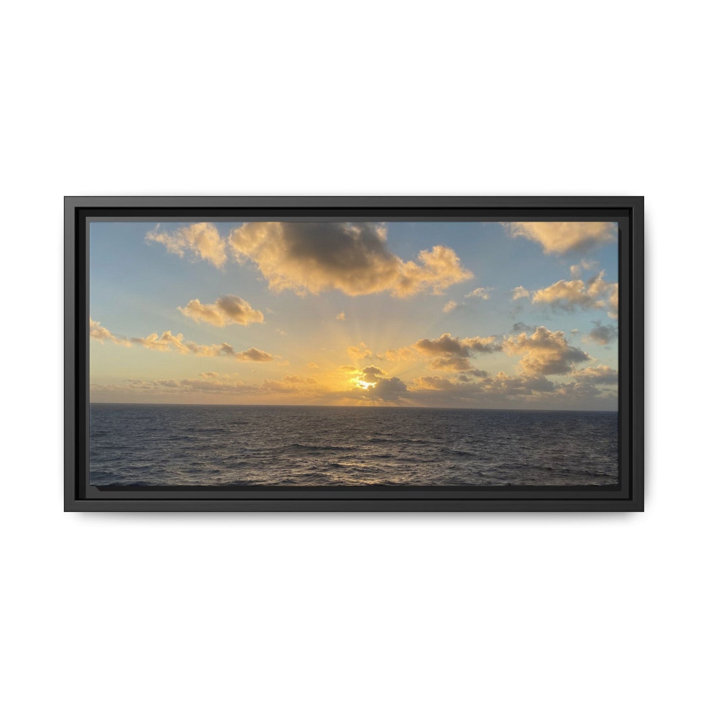 Golden Glow Over Ocean Canvas Wall Art – Peaceful Sunrise Print | Serene Coastal Photography Decor – 20" x 10" (Horizontal) Canvas for art for office (22 view)