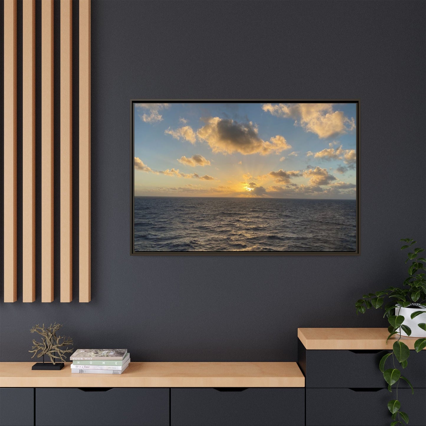 Golden Glow Over Ocean Canvas Wall Art – Peaceful Sunrise Print | Serene Coastal Photography Decor – 60" x 40" (Horizontal) Canvas for art for office (62 view)